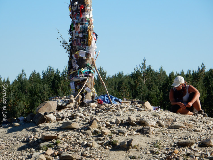 About: at the Cruz del Ferro on the Camino