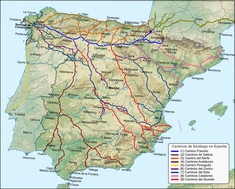 camino de santiago maps